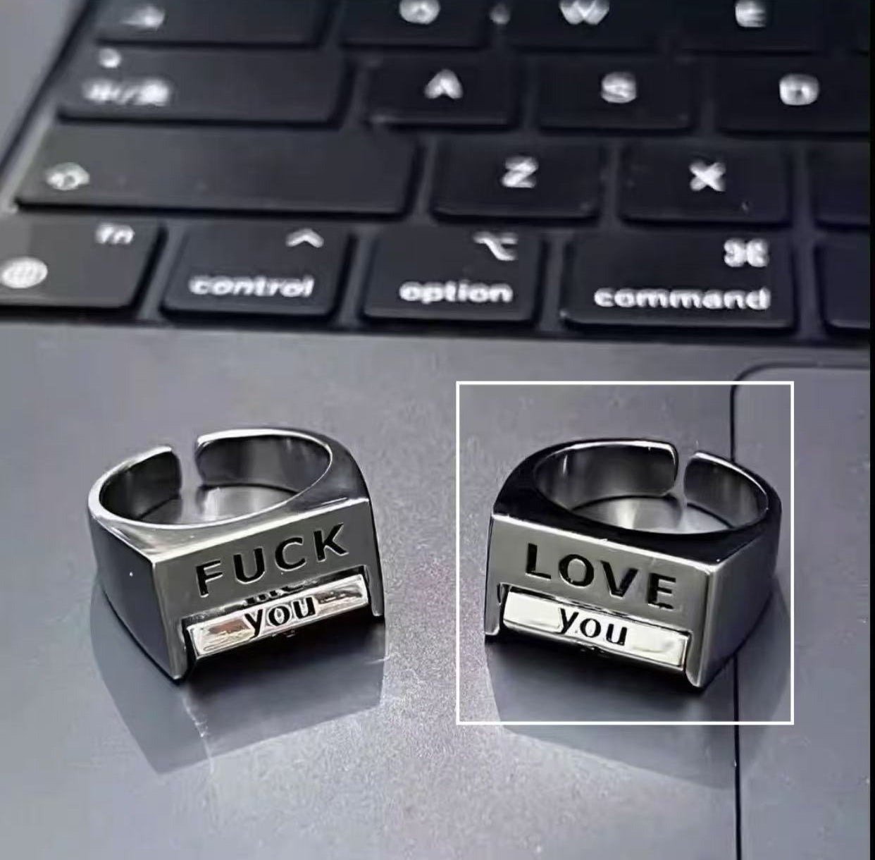 ๐LOVE & FUCK Spin Mood Rings โ Express Your Vibe with Bold Style๐