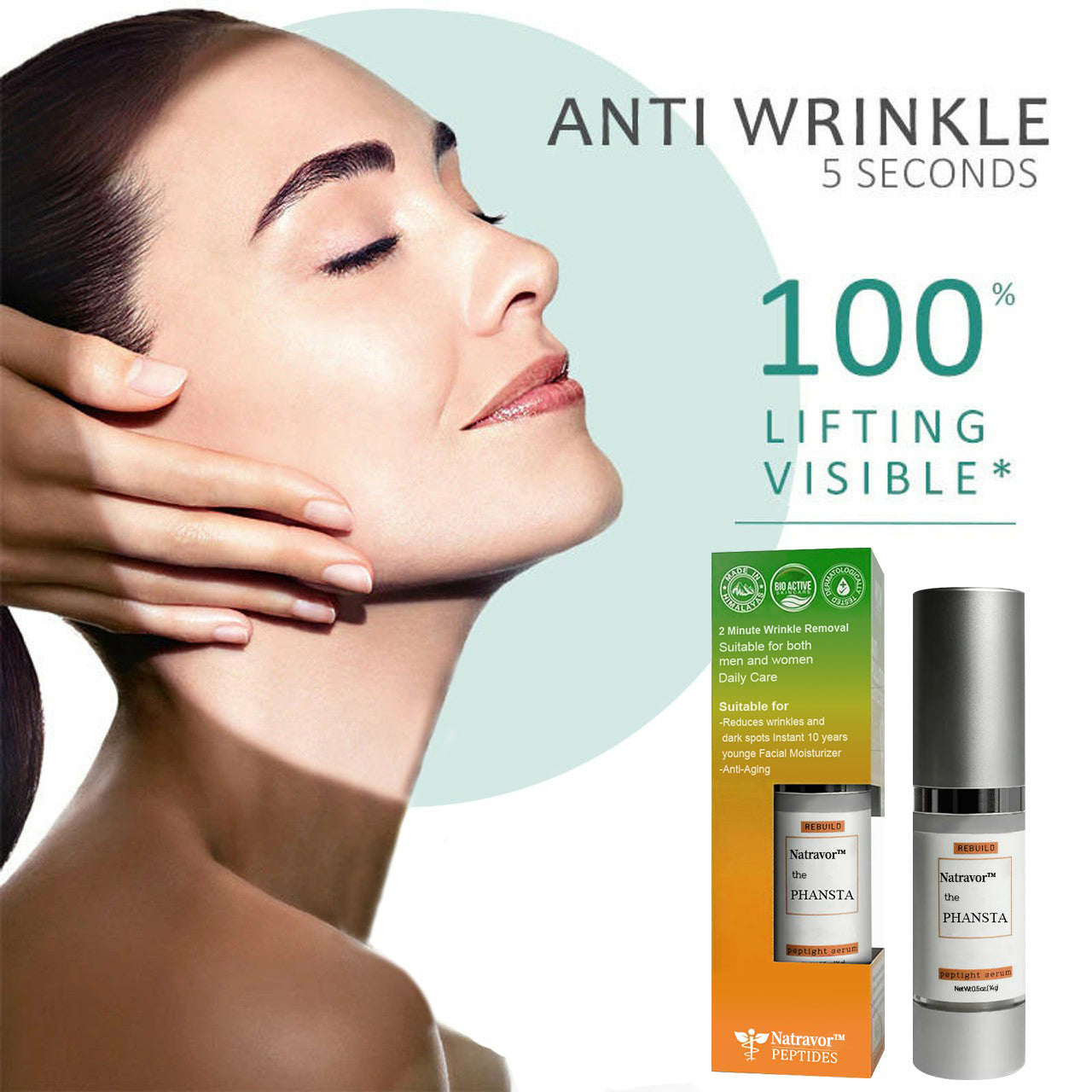 Natravor™-PEPTIDE Wrinkle Reducing Cream contains 12 different peptides (eliminates wrinkles in 1 minute)