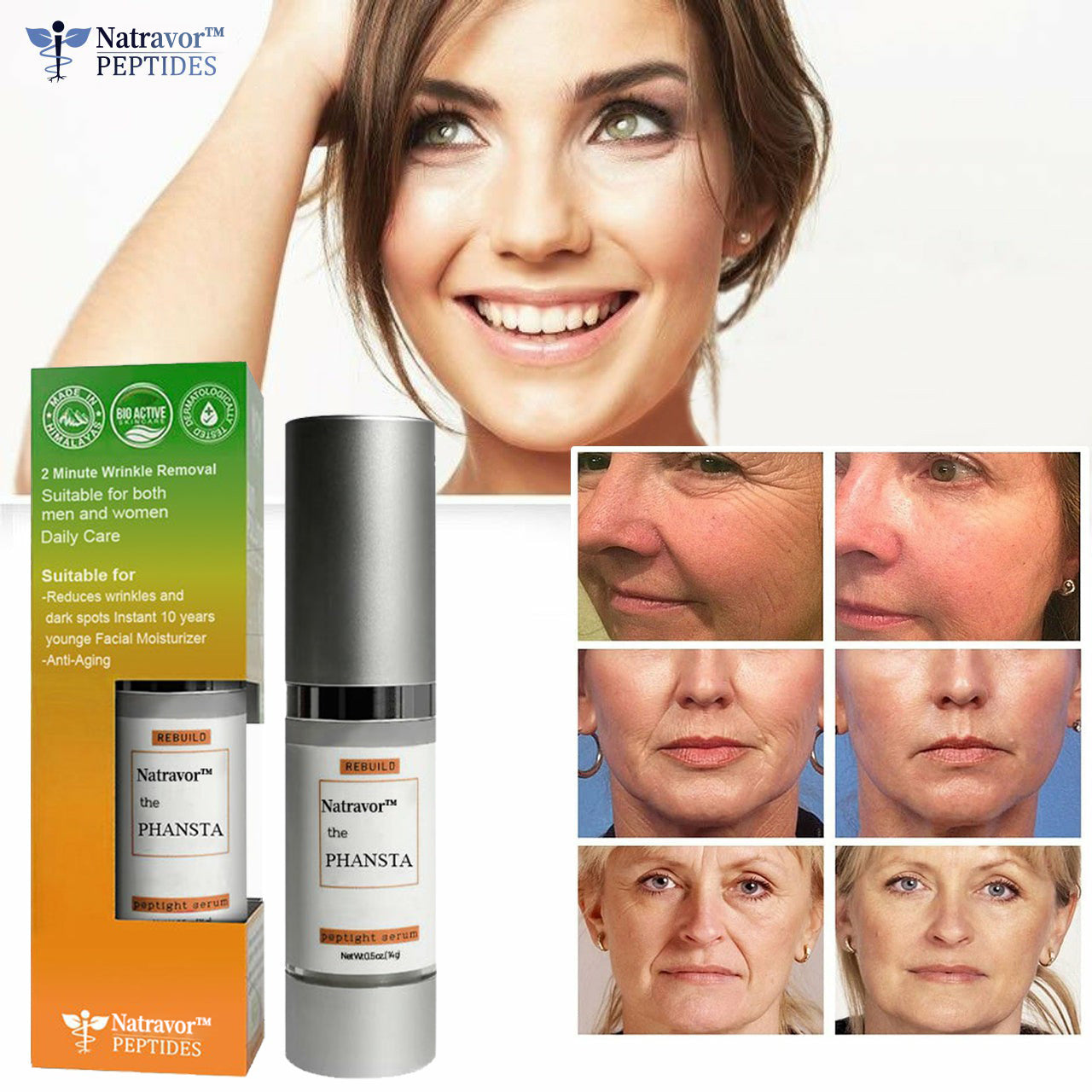 Natravor™-PEPTIDE Wrinkle Reducing Cream contains 12 different peptides (eliminates wrinkles in 1 minute)