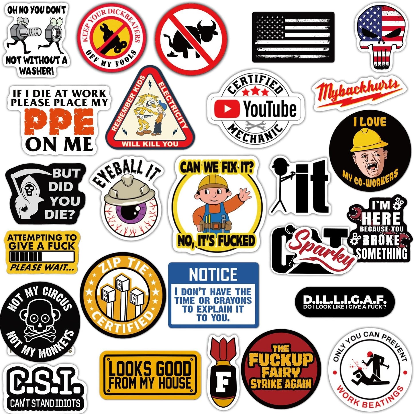 ๐ฅ๐ฅ150Pcs Blue Collar Funny Stickers ๐ทโโ๏ธ