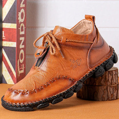 Mens Hand Stitching Non-Slip Soft Sole Genuine Leather Ankle Chukka Boots