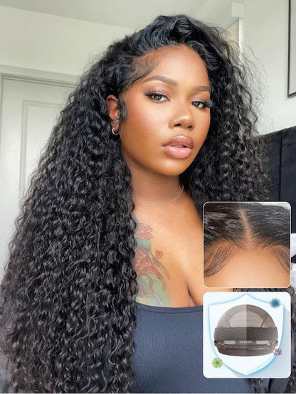 NadulaHair 7x5 Bye Bye Knots Wig 2.0 Invisible Knots Water Wave BlendAway HD Glueless Lace Wig Put On and Go
