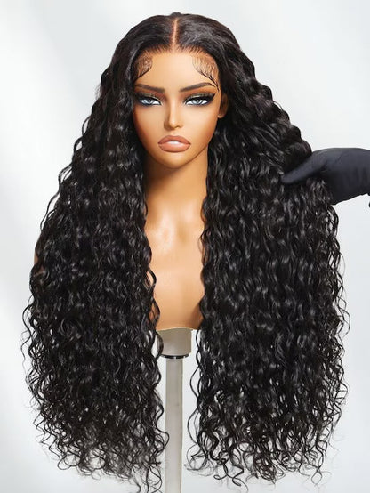 NadulaHair 7x5 Bye Bye Knots Wig 2.0 Invisible Knots Water Wave BlendAway HD Glueless Lace Wig Put On and Go