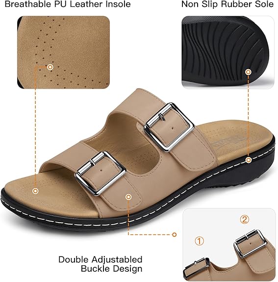 WOMEN BREATHABLE ORTHOPEDIC ADJUSTABLE LADIES LEATHER SANDALS