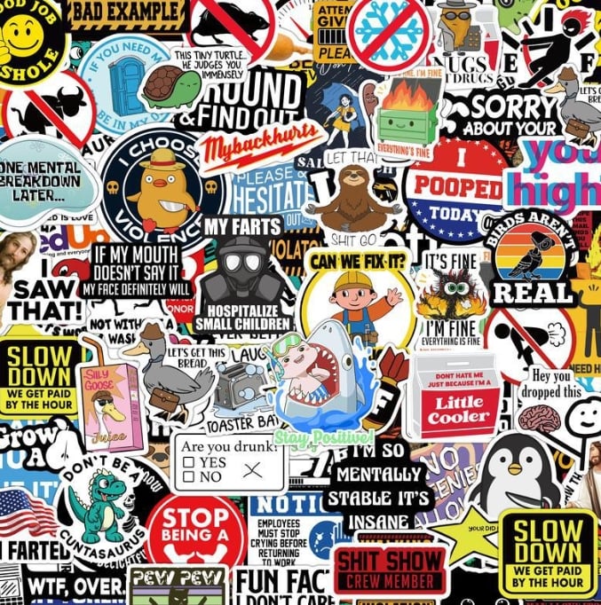 🔥🔥150Pcs Blue Collar Funny Stickers 👷‍♂️