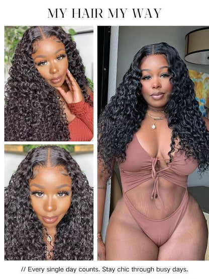 NadulaHair 7x5 Bye Bye Knots Wig 2.0 Invisible Knots Water Wave BlendAway HD Glueless Lace Wig Put On and Go