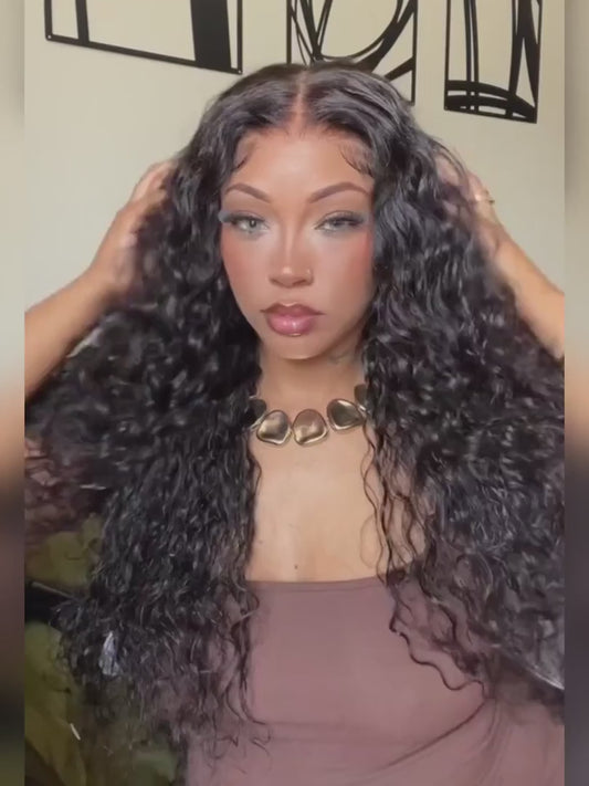 NadulaHair 7x5 Bye Bye Knots Wig 2.0 Invisible Knots Water Wave BlendAway HD Glueless Lace Wig Put On and Go